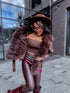 Choco jacket with brown fur "LUX FUR" FL47